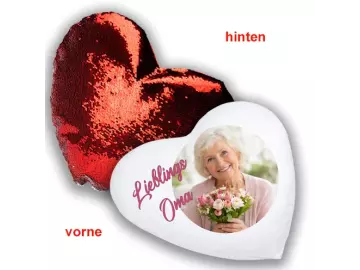 Fotokissen Rot-Paillettenherz